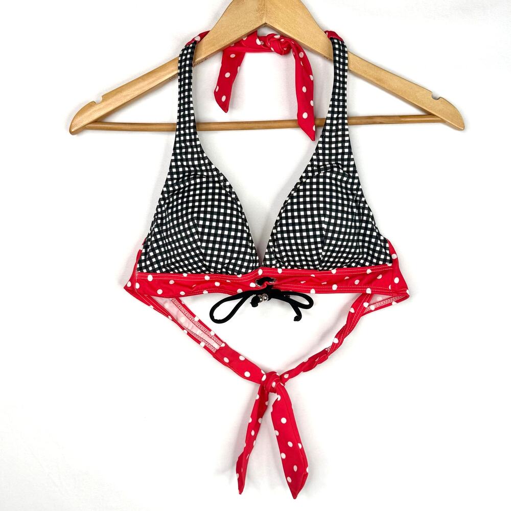 Venus Mixed Print Polka Dot Halter Triangle Bikini Top C